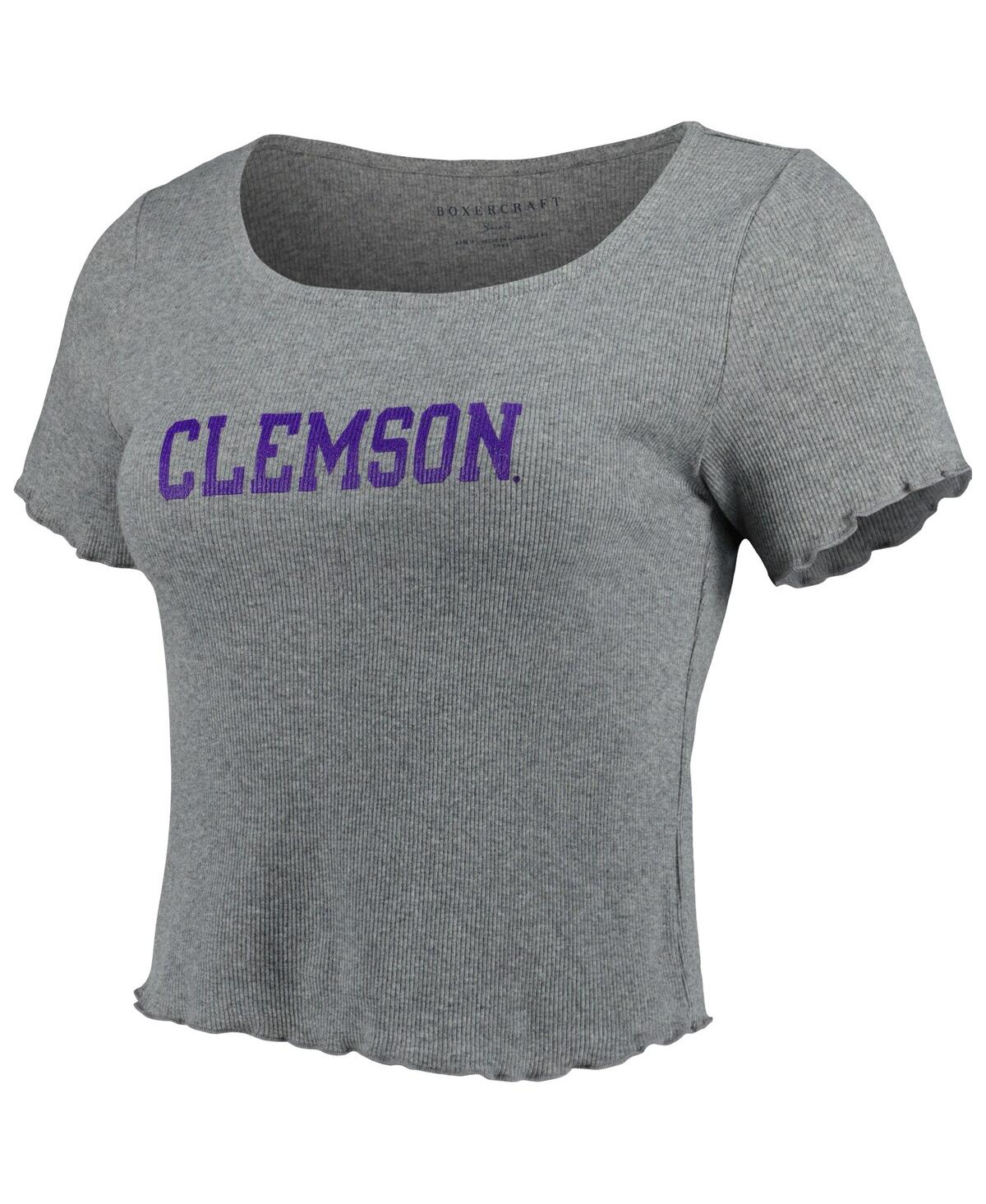 Women'sClemson Tigers Baby Rib Lettuce-Edge Trim T-shirt - Gray