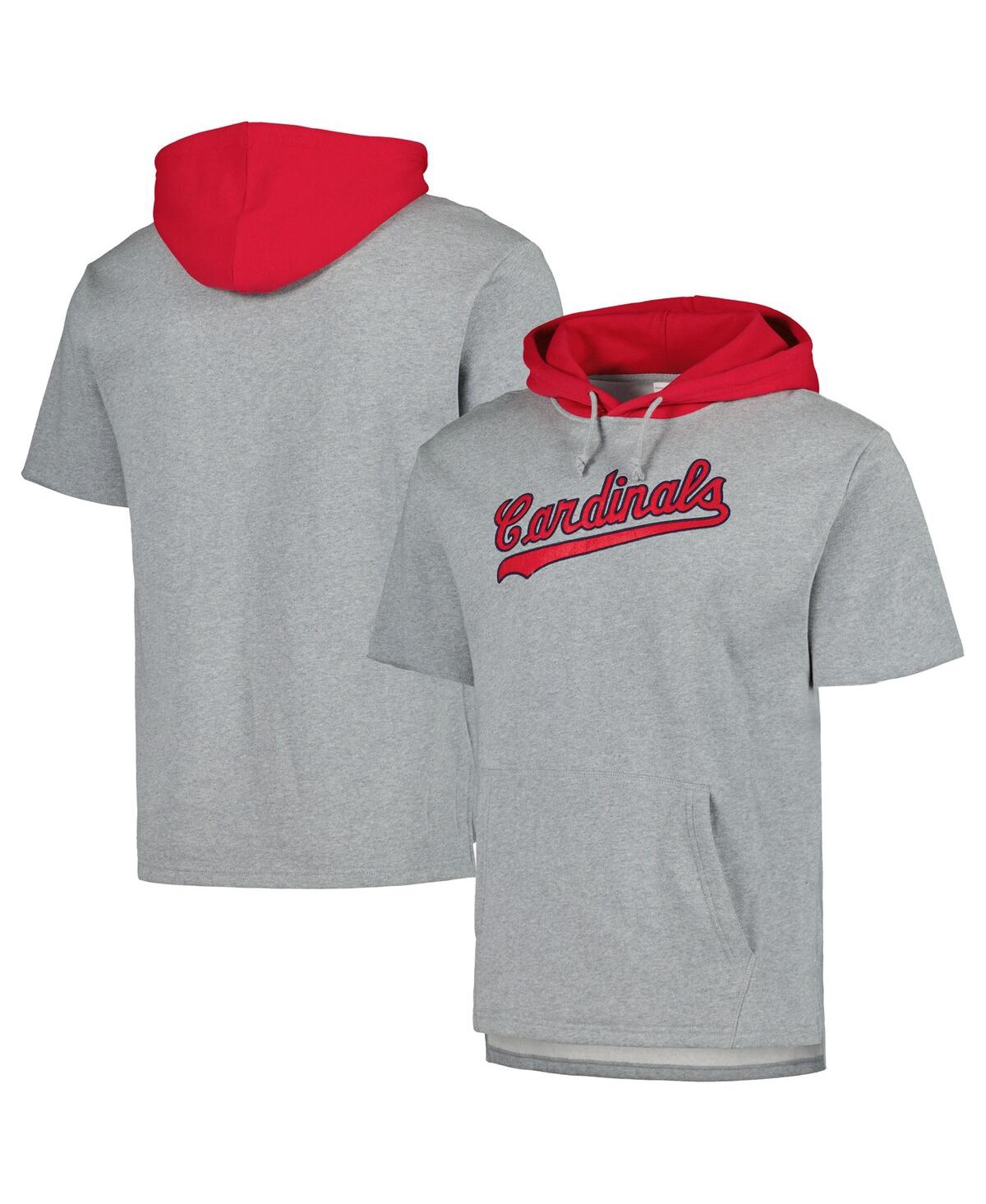 Shop Mitchell & Ness Men's  Heather Gray St. Louis Cardinals Postgame Short Sleeve Pullover Hoodie