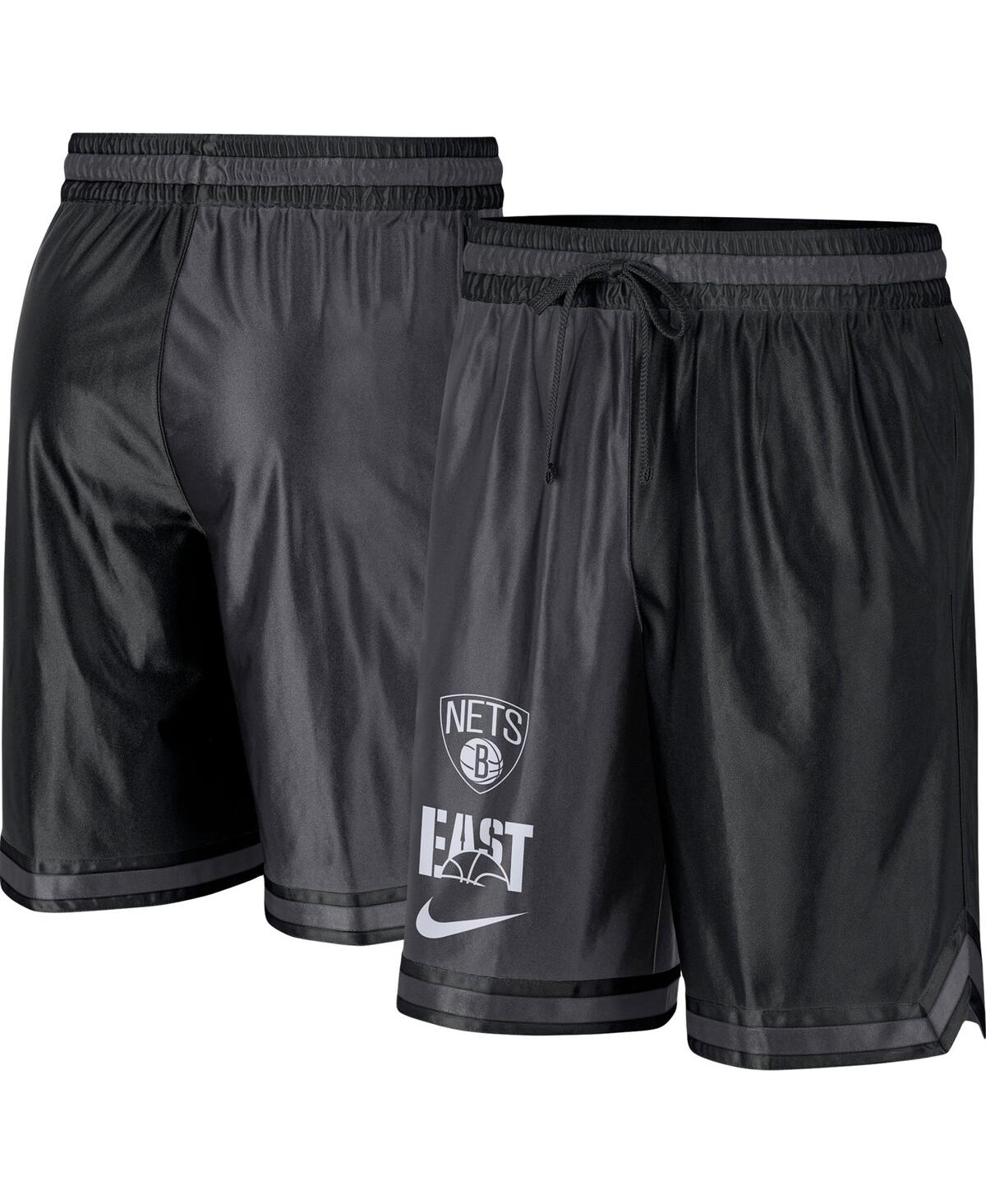Nike Men's  Black, Anthracite Brooklyn Nets Courtside Versus Force Split Dna Performance Shorts In Black,anthracite