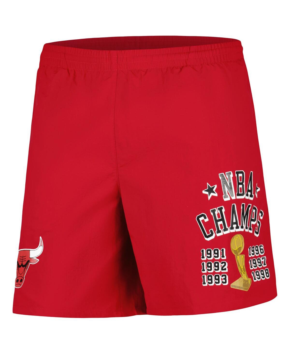 Shop Mitchell & Ness Men's  Red Chicago Bulls 6x Champions Heritage Shorts