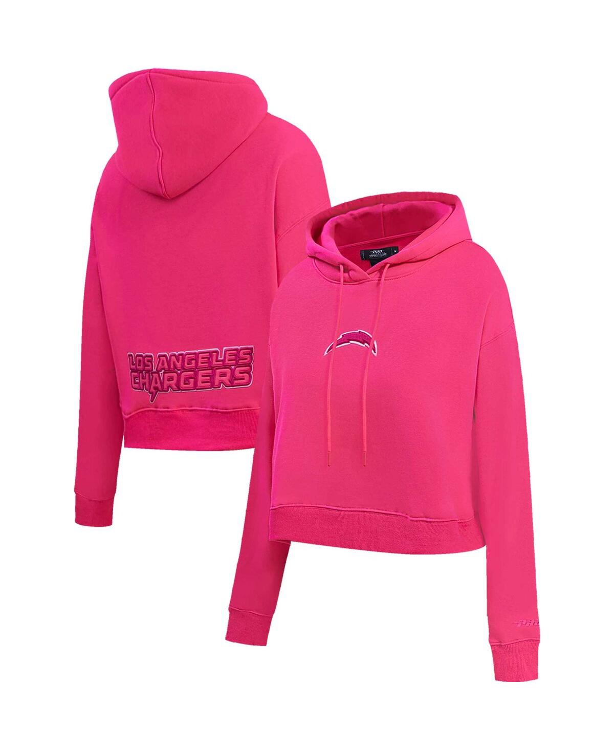 Women's Pro Standard Los Angeles Chargers Triple Pink Cropped Pullover Hoodie - Pink