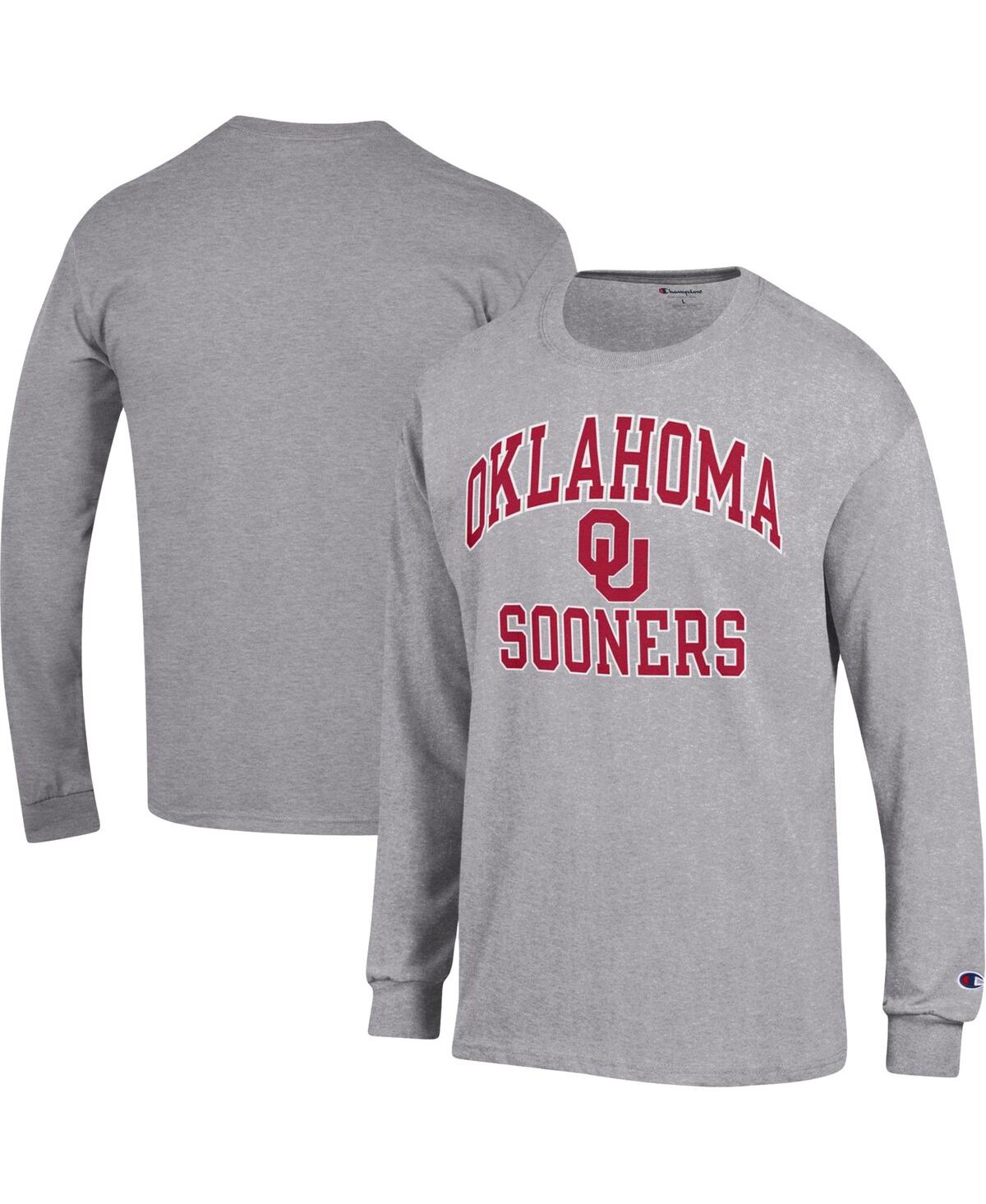 Champion Men's  Heather Gray Oklahoma Sooners High Motor Long Sleeve T-shirt In Heather Gray