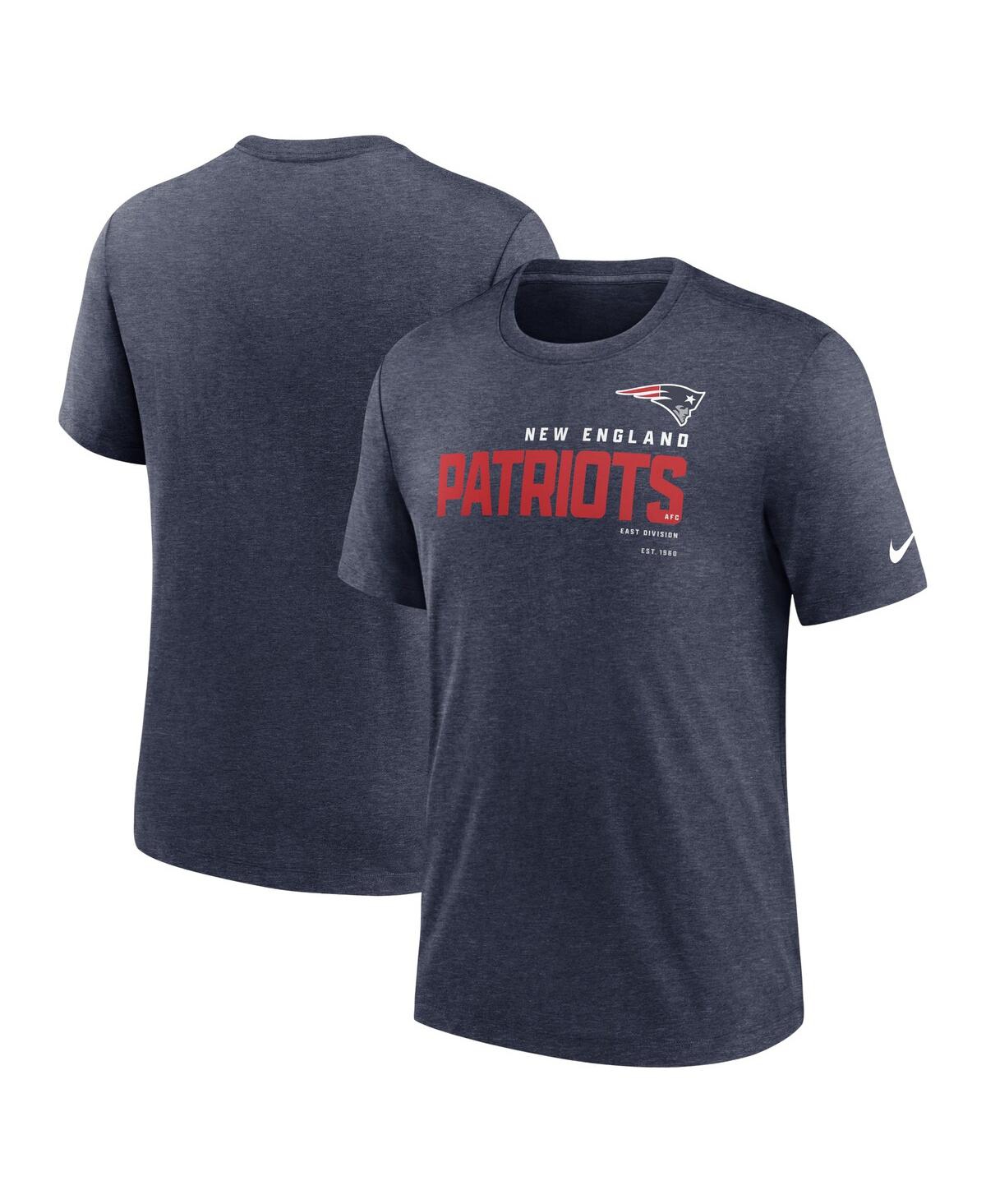 Shop Nike Men's  Heather Navy New England Patriots Team Tri-blend T-shirt