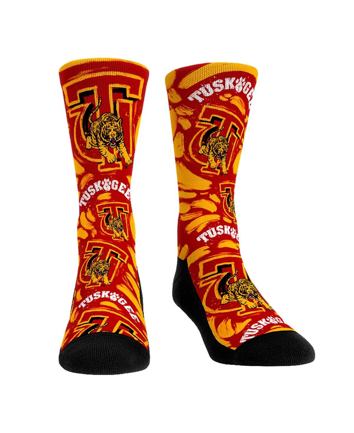 Rock 'em Men's And Women's  Socks Tuskegee Golden Tigers Allover Logo And Paint Crew Socks In Multi