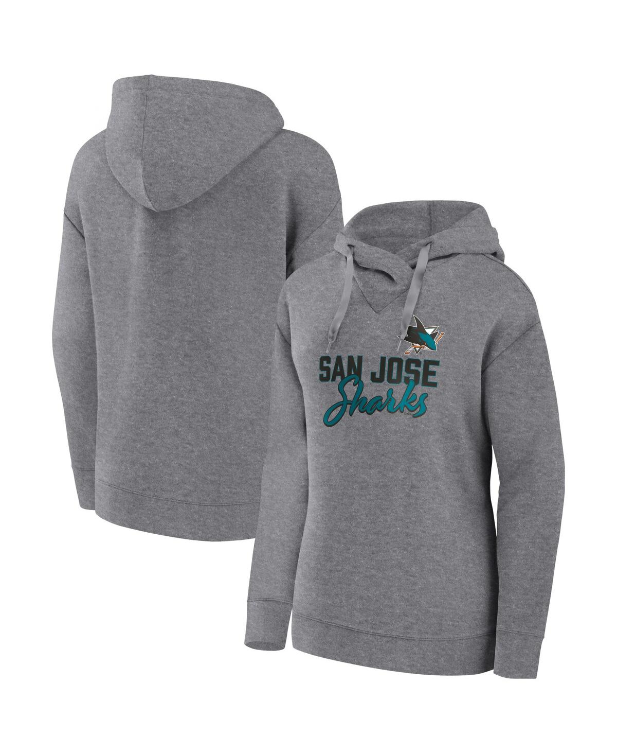 Fanatics Branded Heather Gray San Jose Sharks Script Favorite Pullover Hoodie In Heather Gray