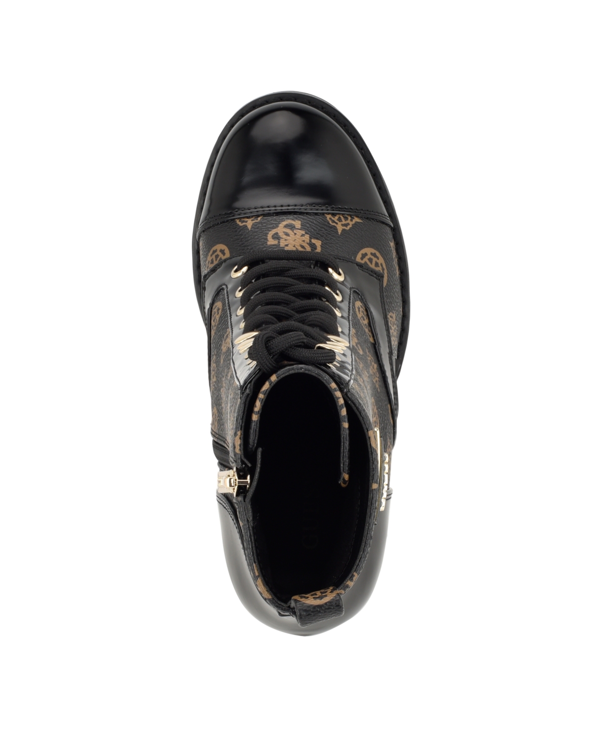 Guess Women's Neadyn Heeled Lug Sole Lace Up Hiker Booties In Black