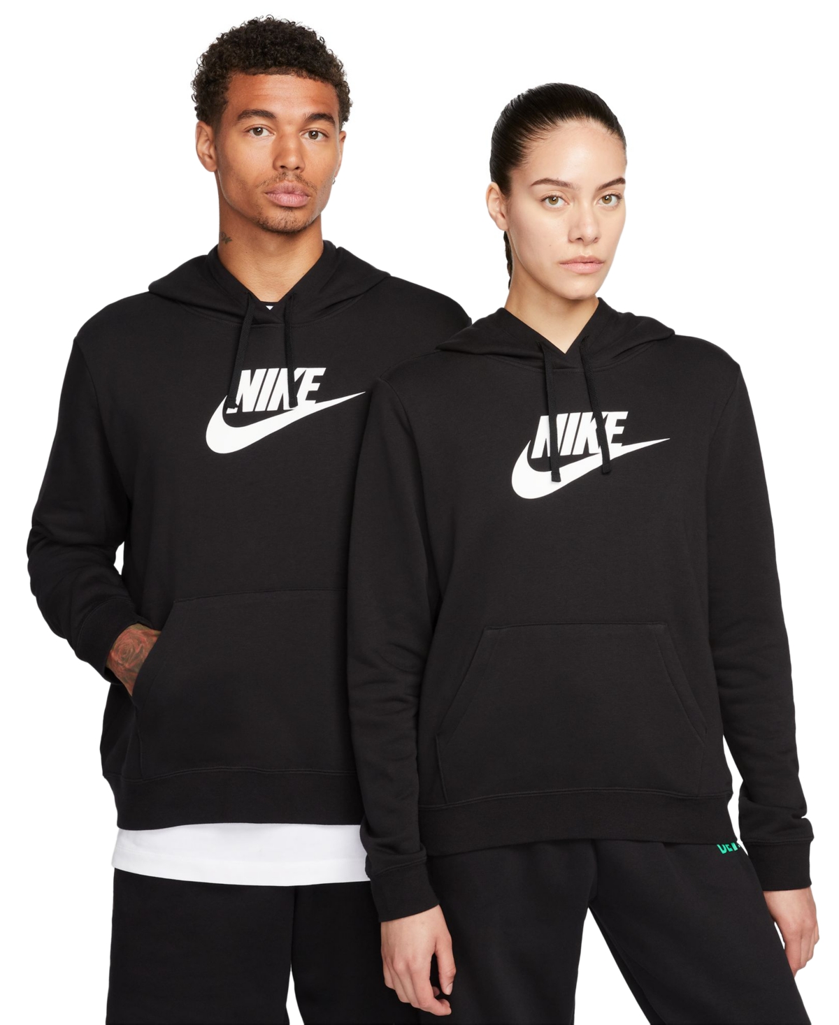 Shop Nike Women's Sportswear Club Fleece Logo Pullover Hoodie In Black,white