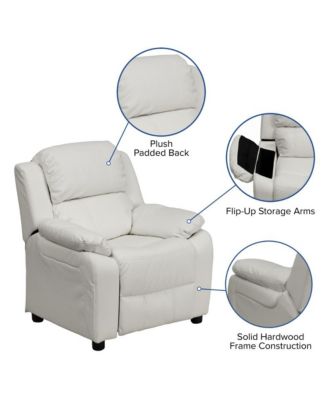 Deluxe Vinyl Padded Contemporary Kids Recliner With Storage Arms