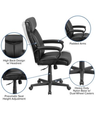 High Back Leather Executive Swivel Office Chair With Slight Mesh Accent And Arms