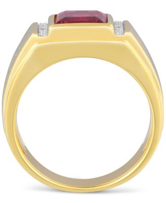 Men's Tiger's Eye and Diamond Accent Ring in Sterling Silver