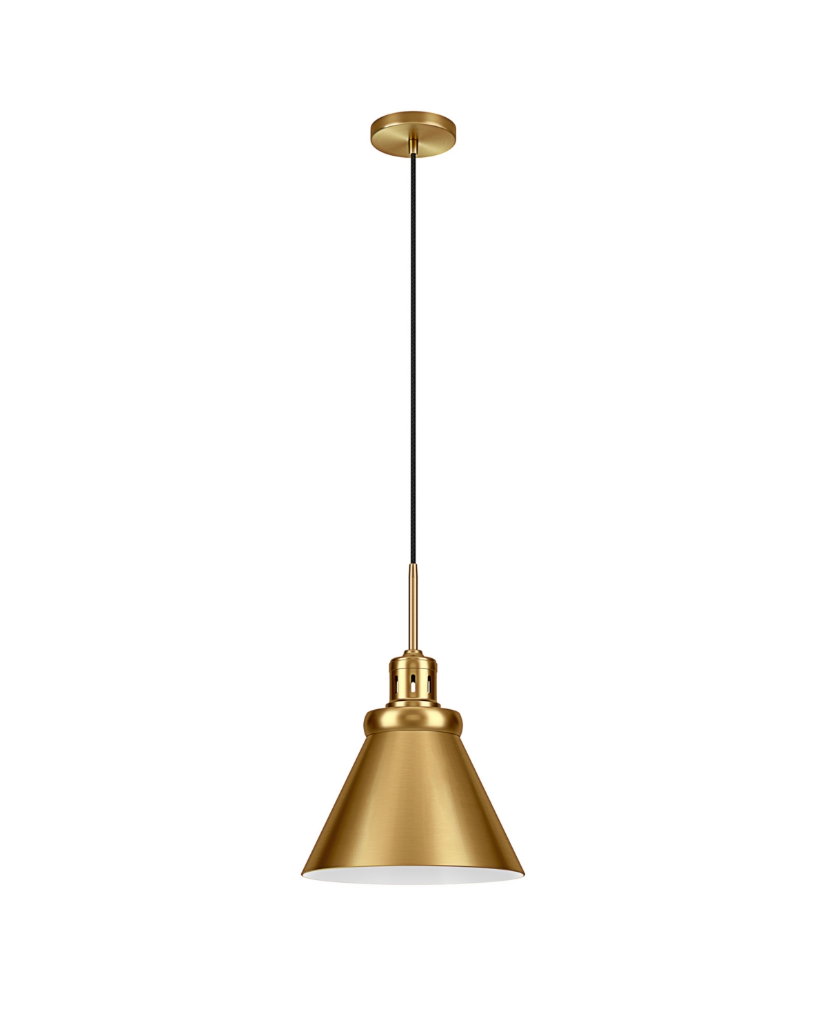 Hudson & Canal Zeno 12" Wide Pendant With Metal Shade In Brushed Brass