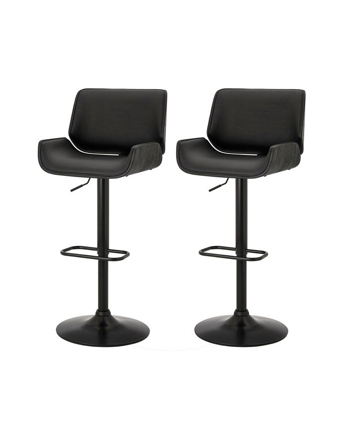 Glitzhome Set of 2 MidCentury Modern Adjustable Height Swivel Bar
