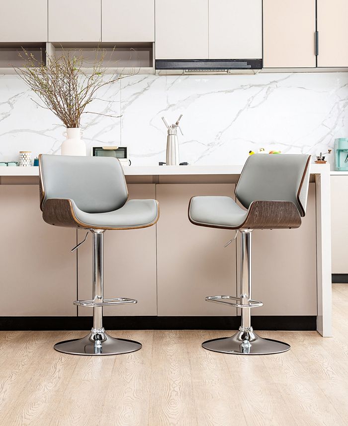 Glitzhome Set of 2 MidCentury Modern Adjustable Height Swivel Bar