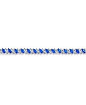 Bridal Cubic Zirconia Marquise Shape CZ 25 CTW Alternating Black White Clear Blue Tennis Bracelet For Women Wedding 7.5 Inch
