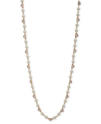 Anne Klein - Gold-Tone Imitation Pearl Crystal 42" Long Strand Necklace