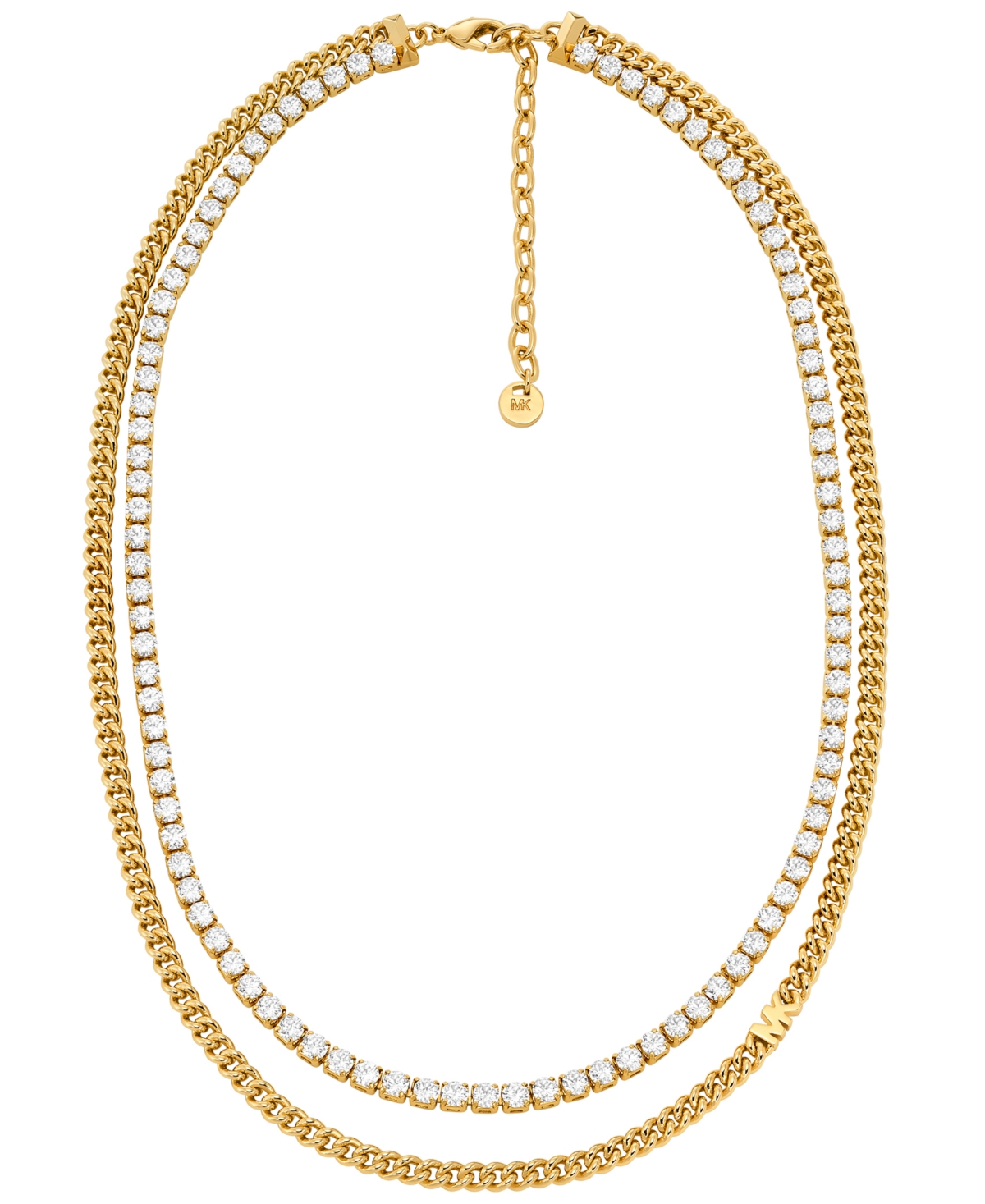 Michael Kors 14k Gold Plated Mixed Tennis Double Layer Necklace
