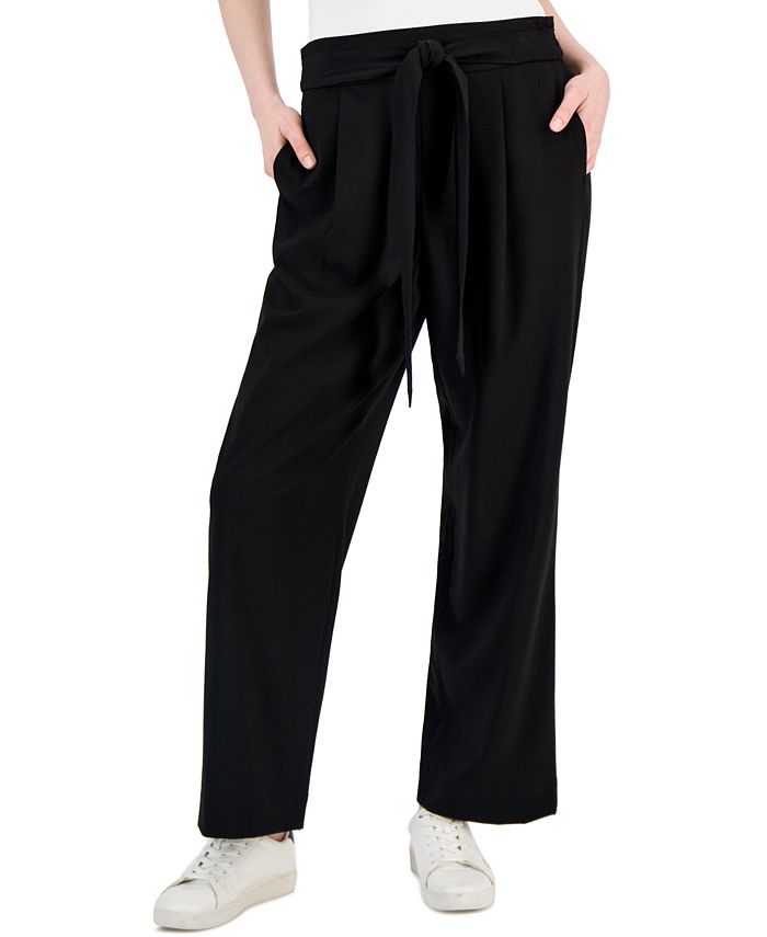 Tommy Hilfiger Women's Solid-Color Tie-Front Ankle Pants - Macy's