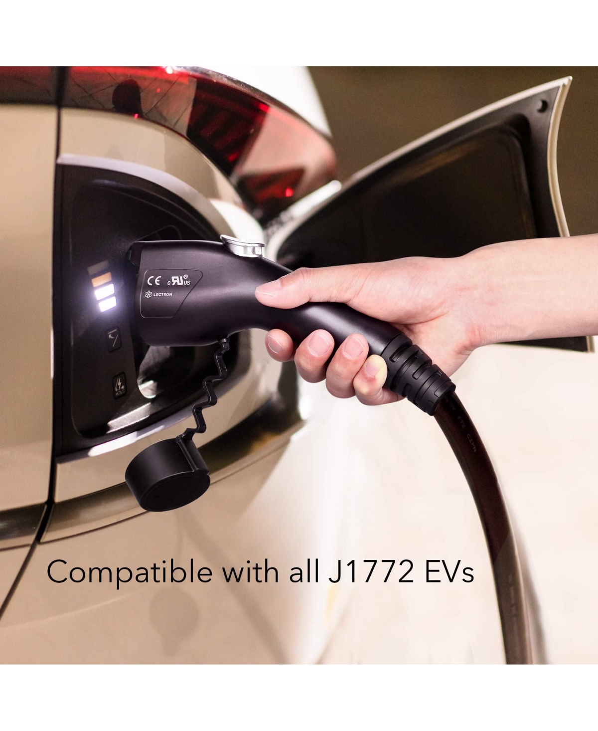 Lectron Level Ev Charger - Etl Certified, 110V, 15 Amp, 16 ft Extension Cord & J1772 Cable - Portable Electric Car Charger for J1772 EVs with Nema 5