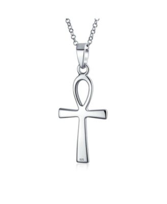 Key To Life Egyptian Ankh Cross Pendant Necklace Sterling Silver
