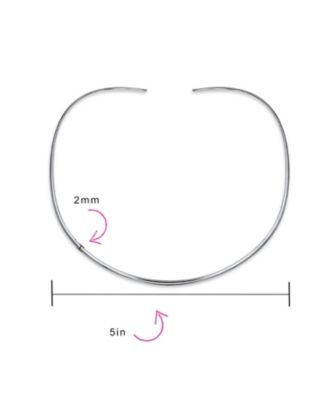 Basic Simple Thin Flat Slider Open Collar Contoured Statement Necklace Silver Sterling Add Pendant 2MM