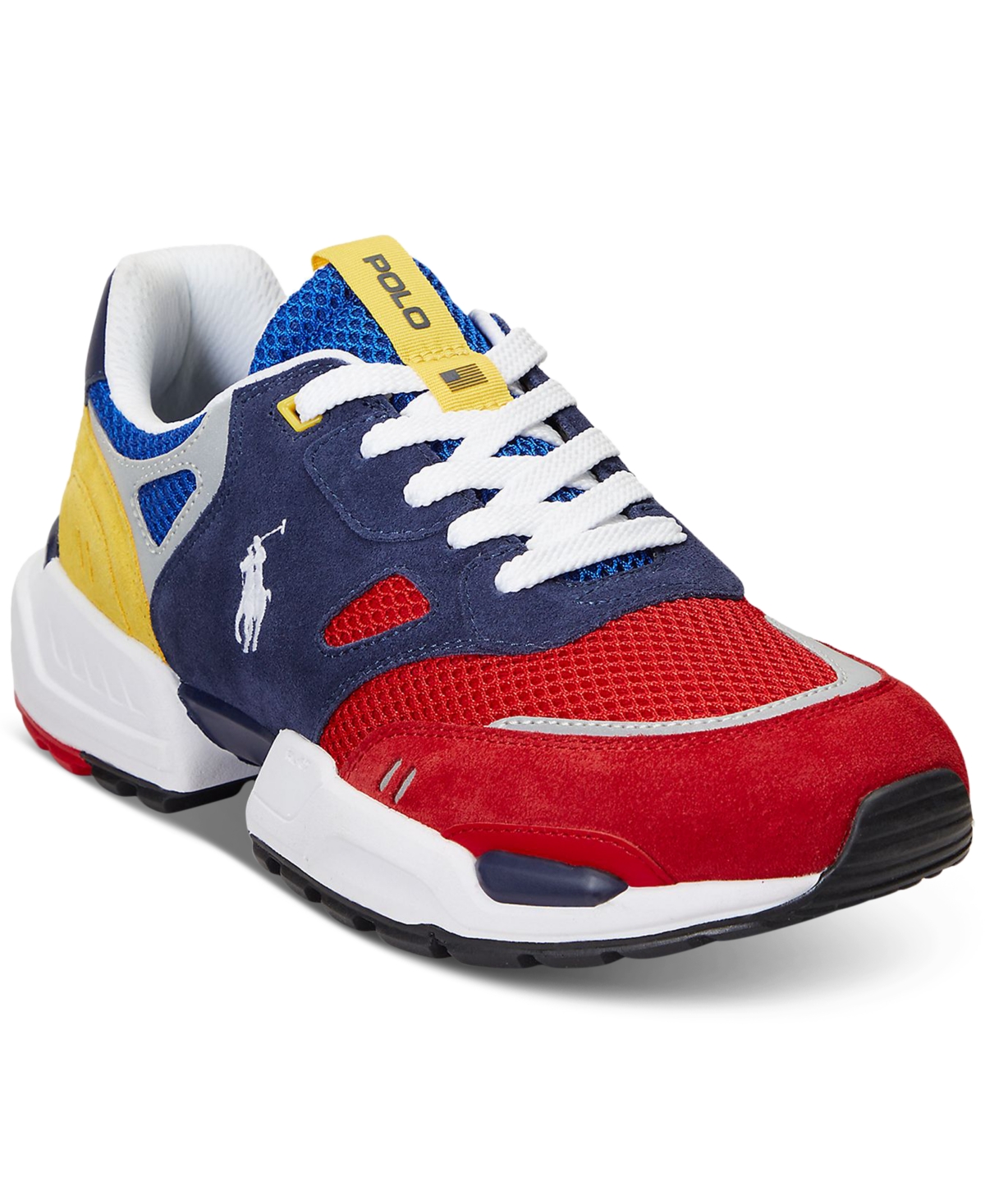 Polo Ralph Lauren Men's Polo Jogger Mixed Media Lace-up Sneakers In Navy,red,royal,yellow