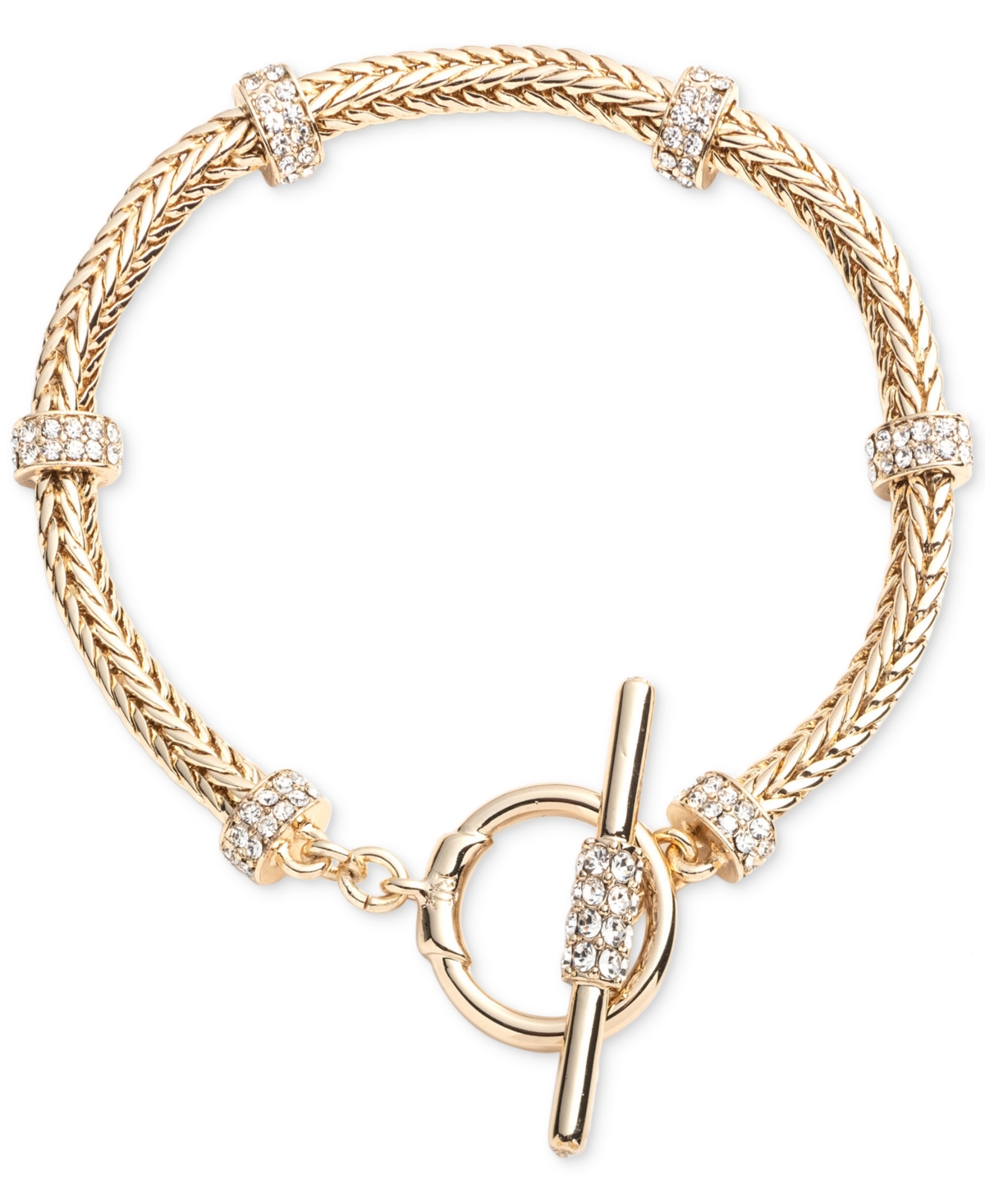 Lauren Ralph Lauren Gold-tone Crystal Roundell Flex Bracelet In Gld,crystal