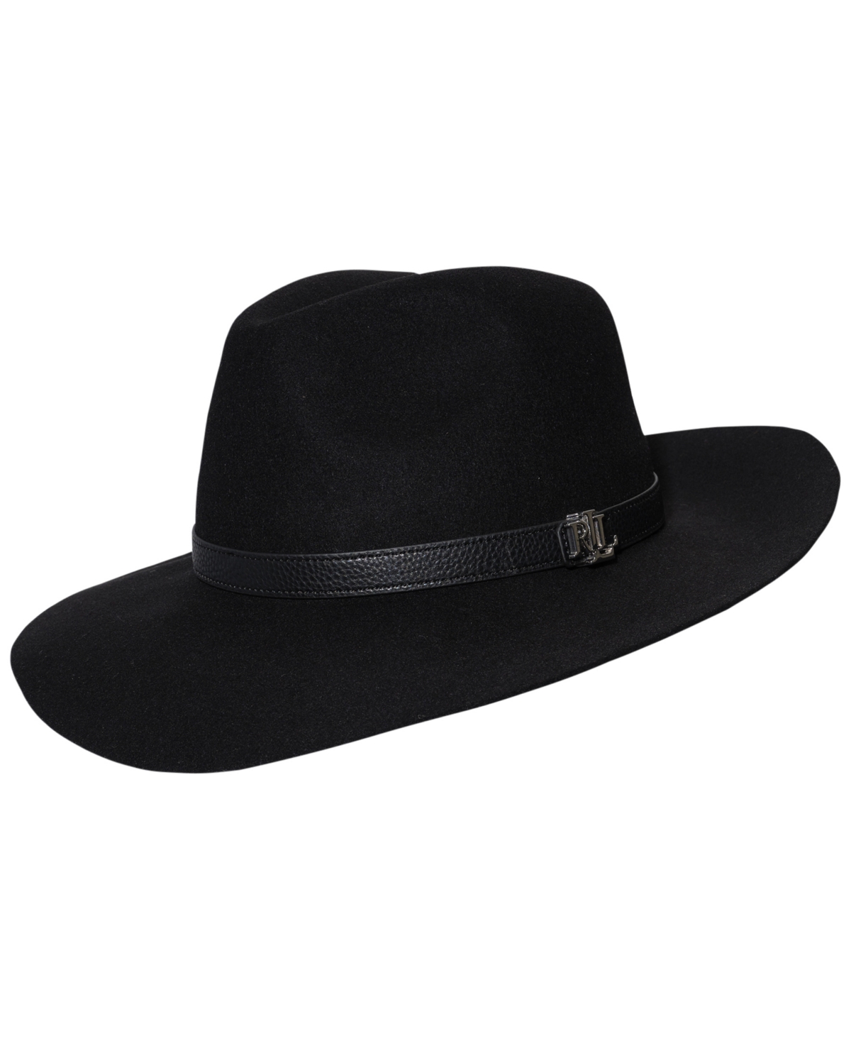 Lauren Ralph Lauren Wool Fedora With Logo Hat In Black