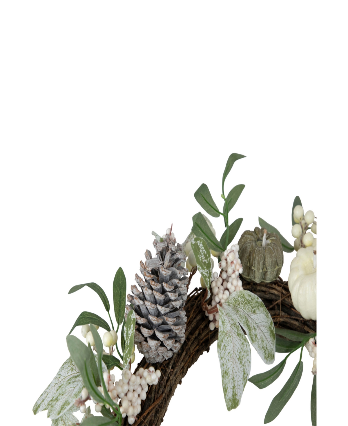 Pumpkin and Berries with Pinecones Artificial Fall Harvest Twig Wreath Unlit