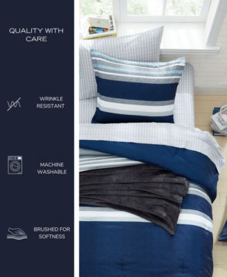 Heathered Block Reversible 3 Piece Comforter Set, Full/Queen