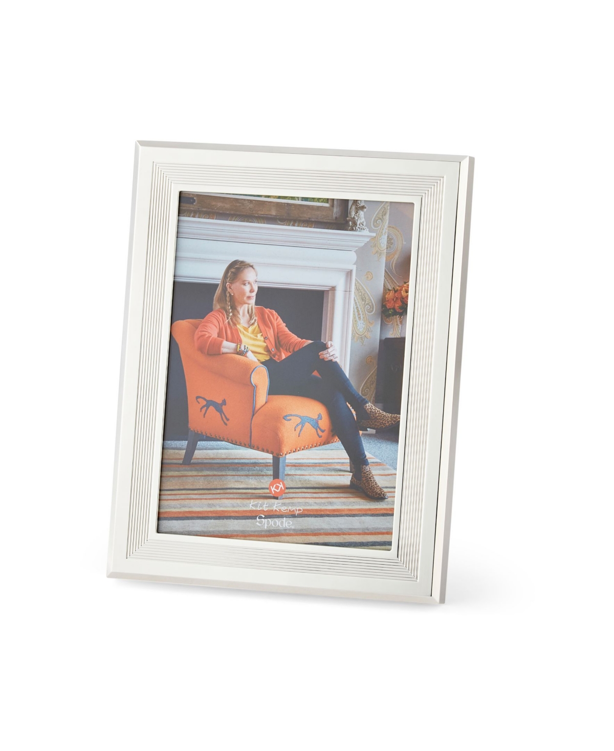 Portmeirion Ribbed Photo Frame, 5" X 7" In Silver