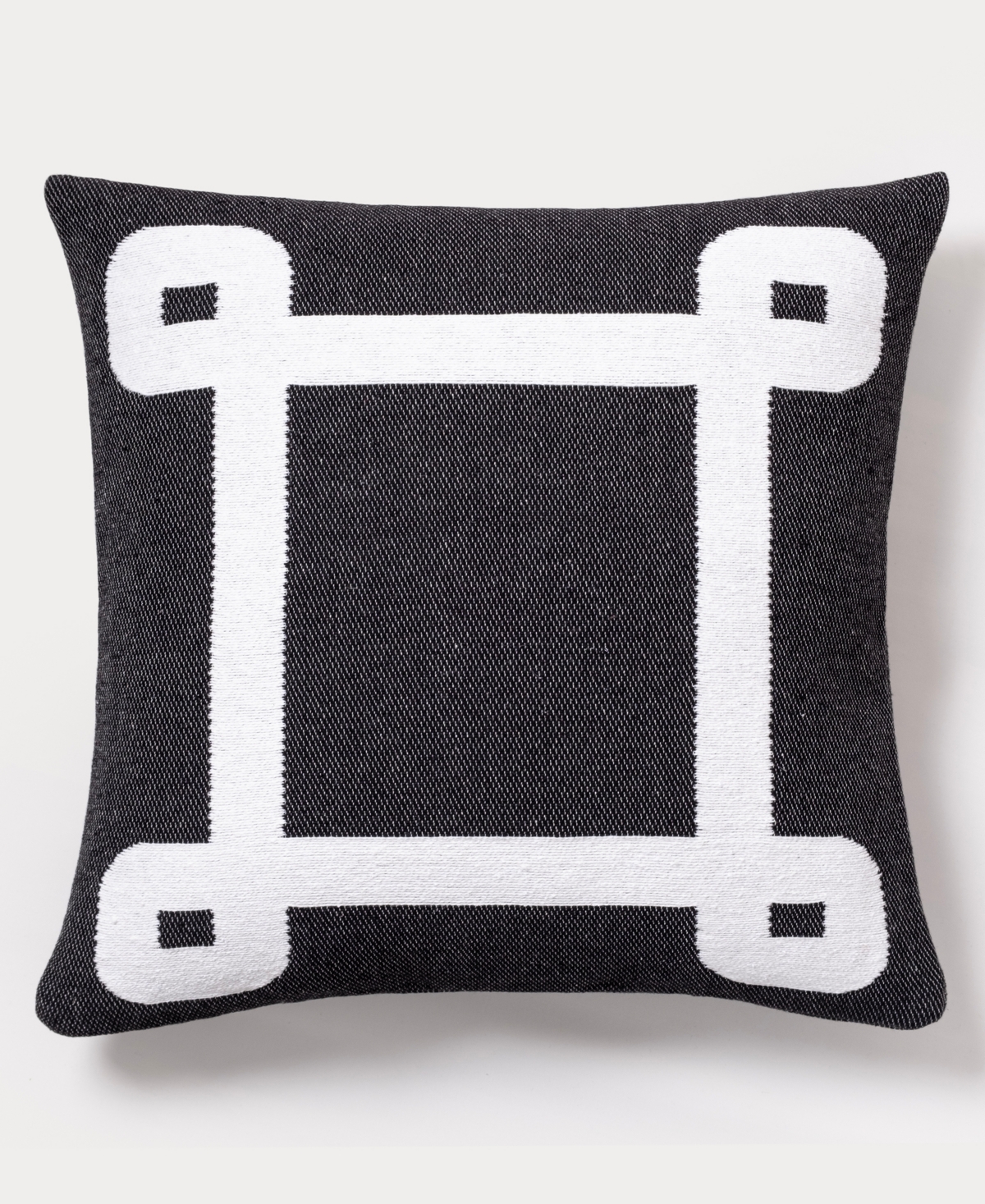 Brooks Brothers Geo Border Decorative Cotton Pillow Bedding In Black