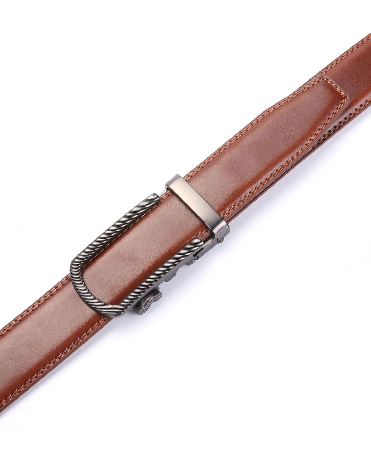 Мужской ремень Mio Marino Ribbed Metal Ratchet Belt, цвет: Коричный — фото 2