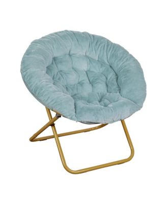 1 Count With Cozy Faux Fur Cushion And Metal Frame For Dorms, Bedrooms, Apartments And More - Ersa Oversize Folding Saucer Chair