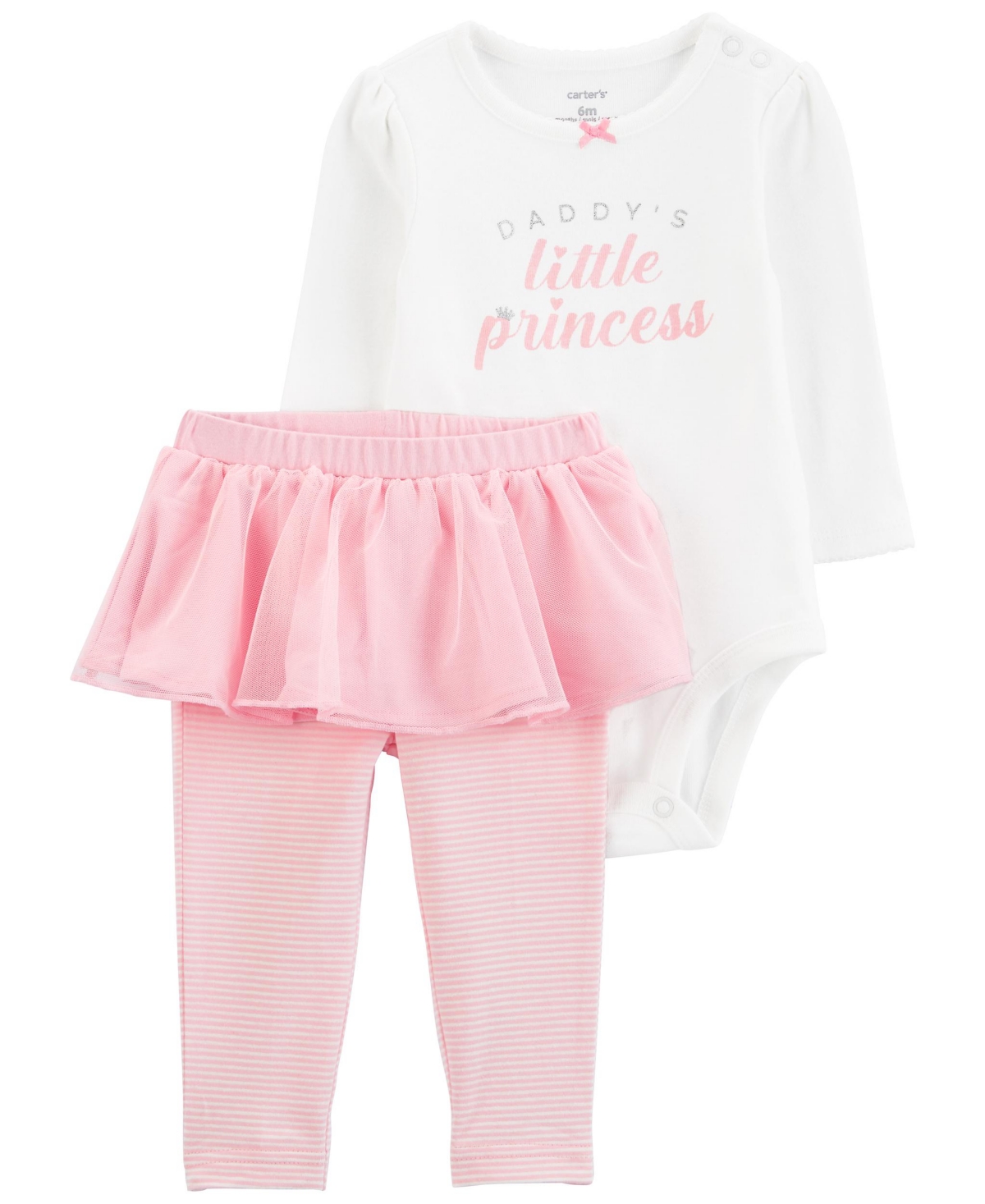 Carter's Kids' Baby Girls Daddy's Little Princess Bodysuit And Tutu Pants, 2 Piece Set In Pink