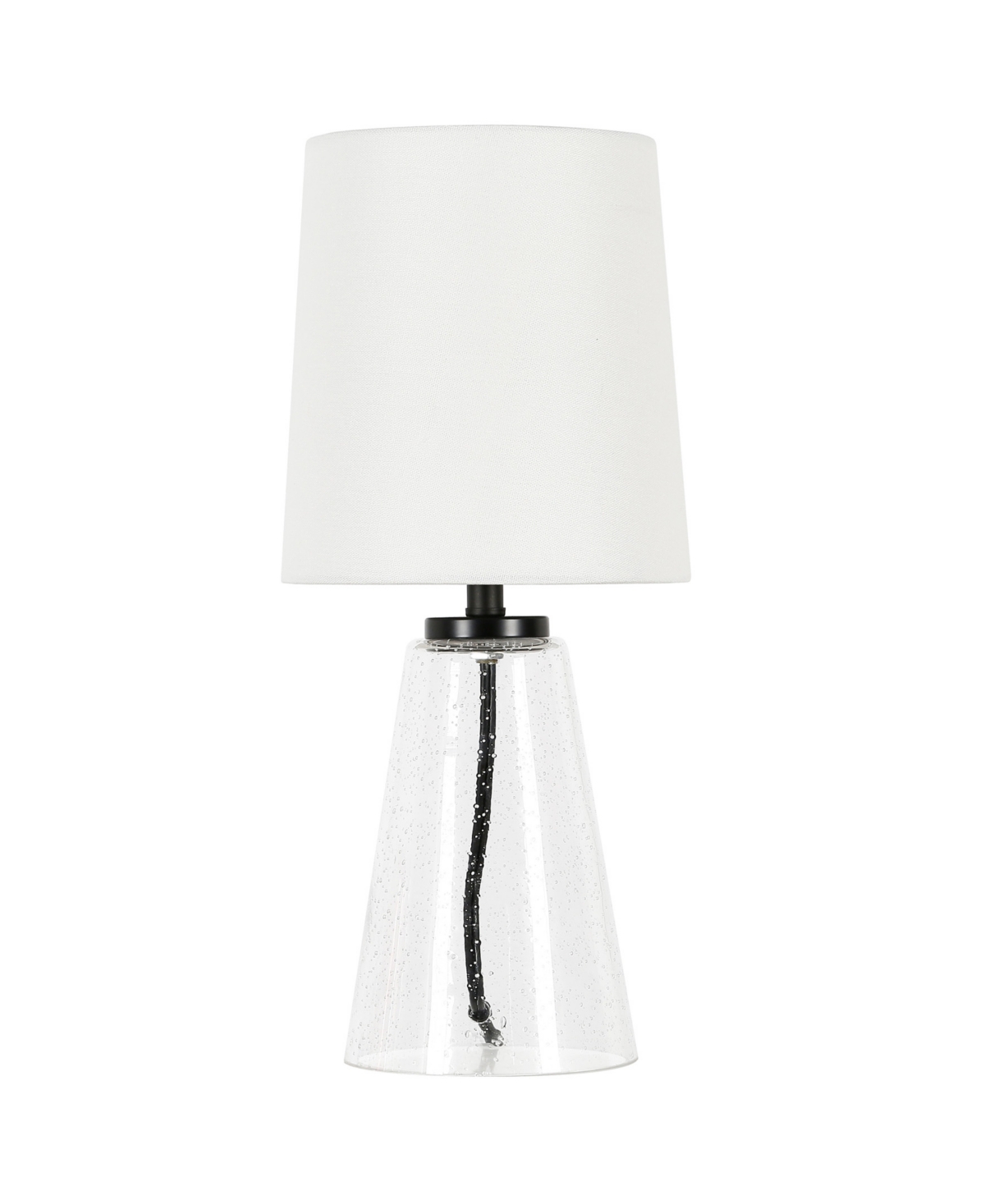 Hudson & Canal Quimby 15.75" Linen Shade Tall Mini Lamp In Seeded Glass
