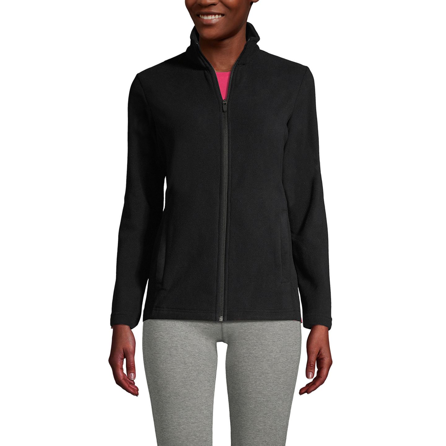 Женская куртка Lands' End Anyweather Fleece Full Zip, цвет: Чёрный — фото 1