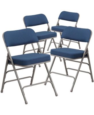 4 Pack Premium Curved Triple Braced & Hinged Fabric Upholstered Metal Folding Chair