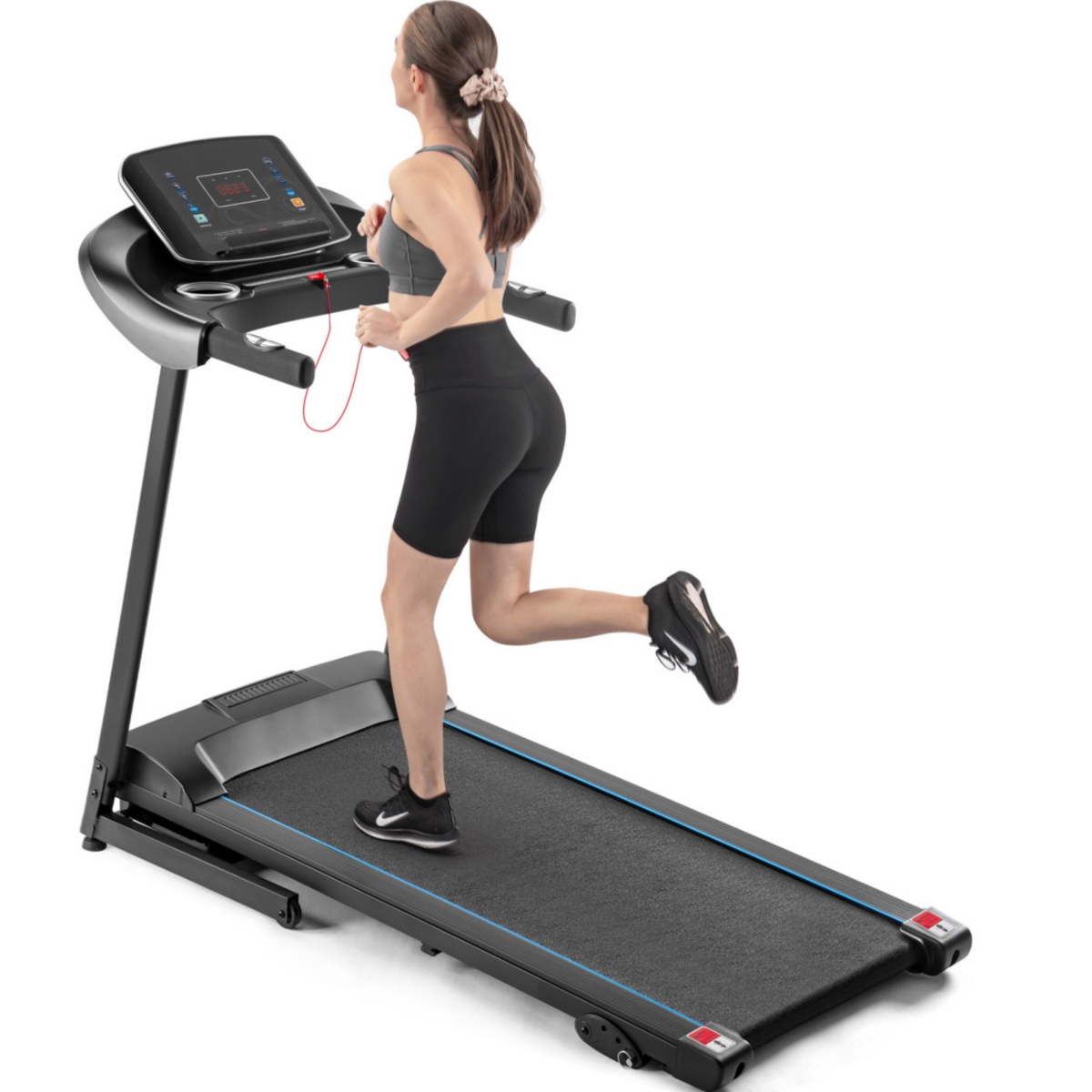 Electric Motorized Treadmill With Audio Speakers, Max. 10 Mph And Incline For Home Gym - Black