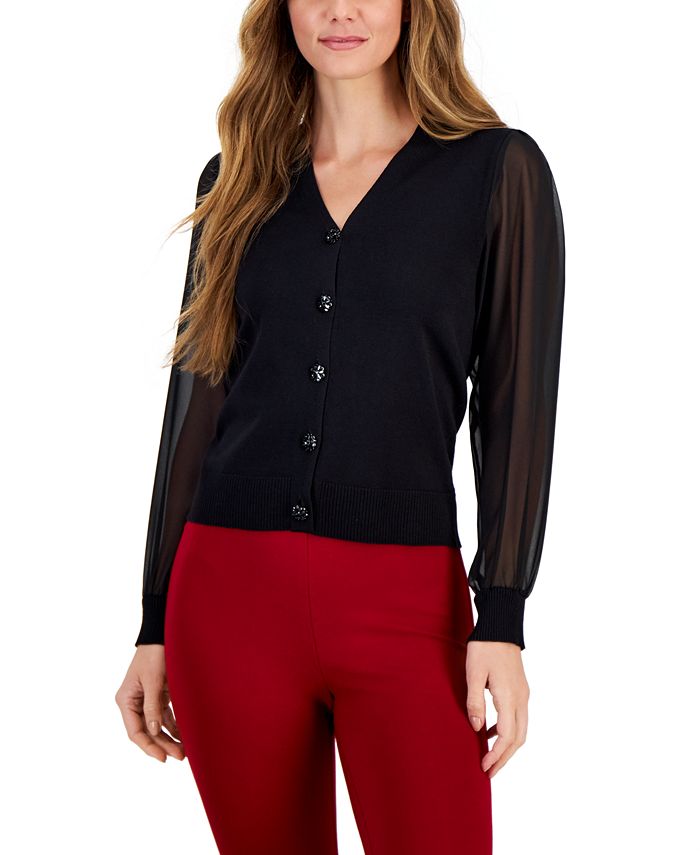 Macys sheer tops discount