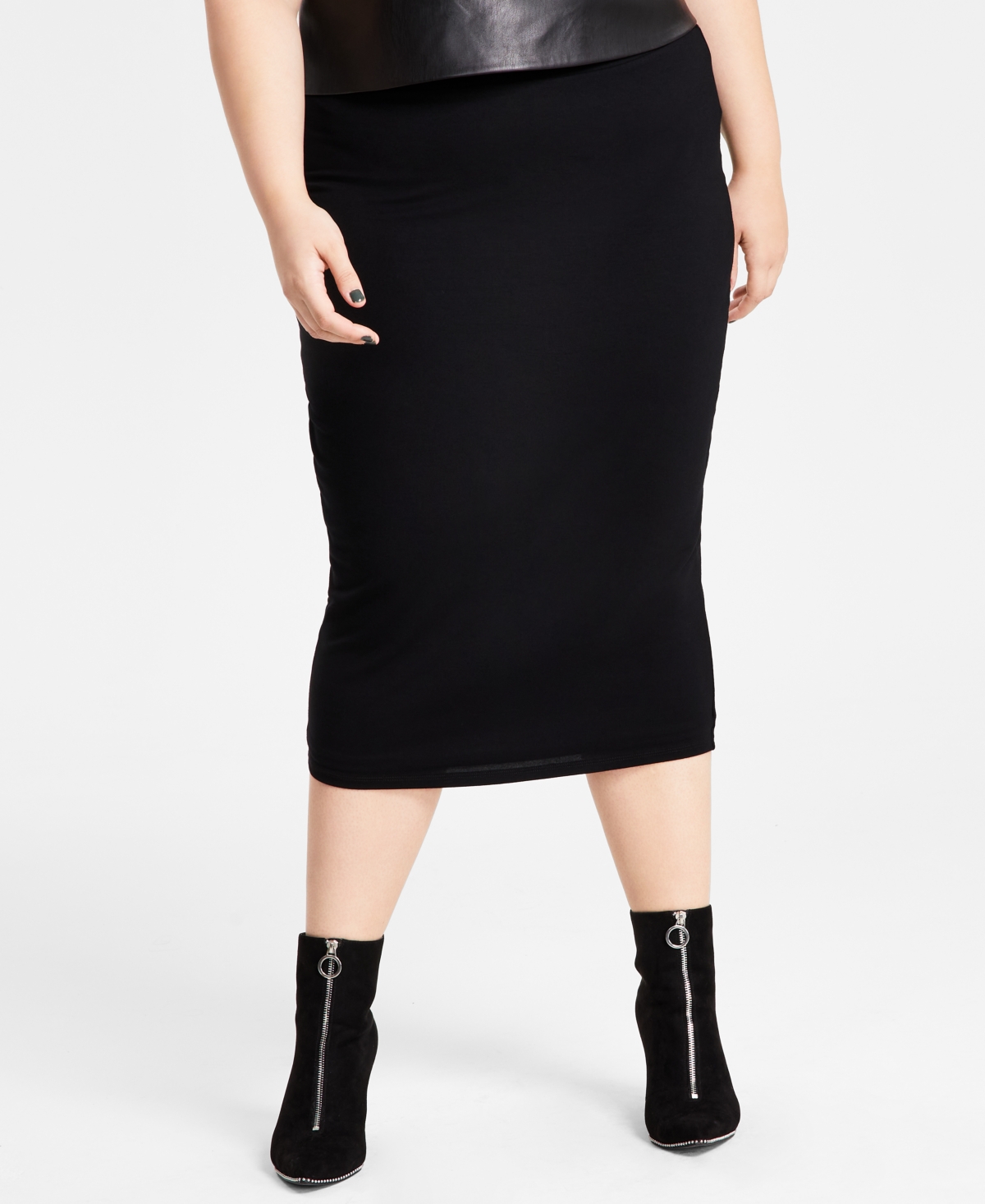 Bar Iii Trendy Plus Size Bodycon Jersey Midi Skirt, Created for Macy's