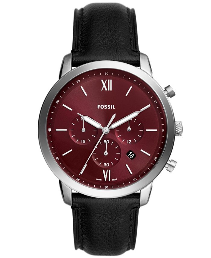 Fossil Men's Neutra chronograph Black Genuine Leather Watch, 44mm Macy's