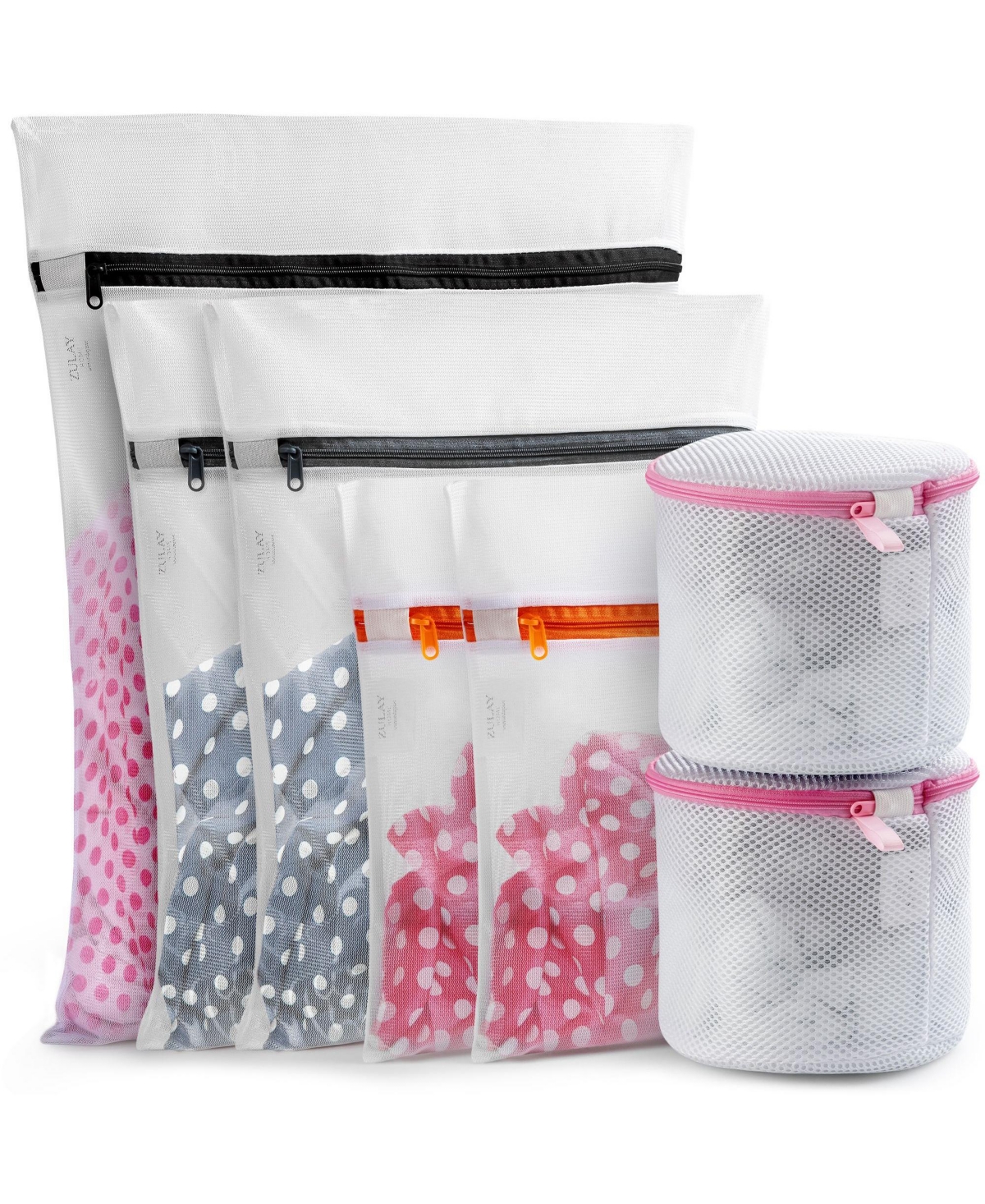7 Pack Reusable Mesh Laundry Bags for Delicates (2 Small, 2 Medium, 1 Large, 2 Bra Bags) - Assorted