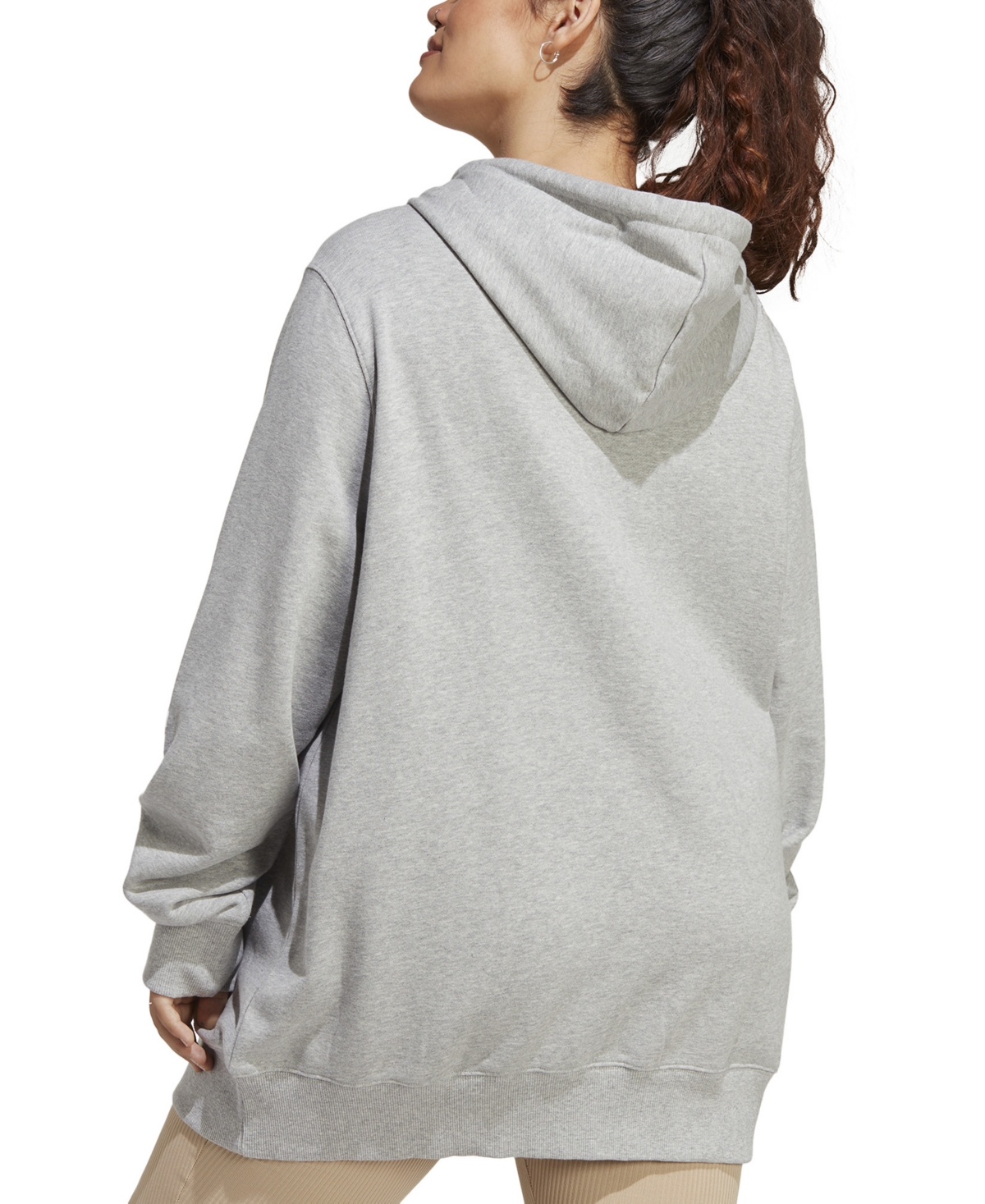 adidas Plus Size Cotton French Terry Logo Hoodie -white