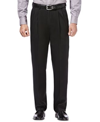 Men's Premium No Iron Khaki Classic Fit Pleat Hidden Expandable Waist Pants