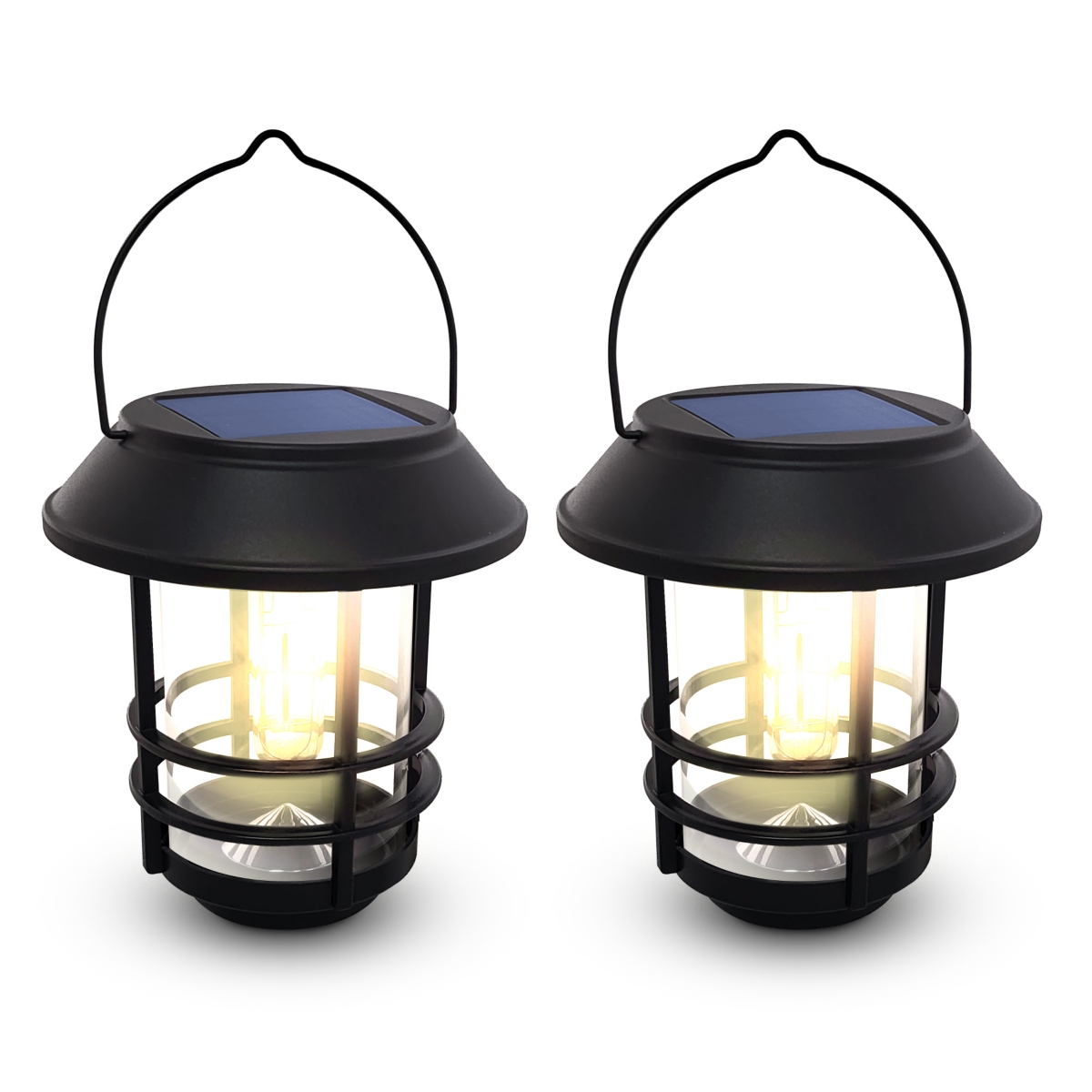 Solar Wall Lanterns - Outdoor Mounted Wall Lanterns for Your Yard, Patio, or Walkway (2 Pack, Black) - Black