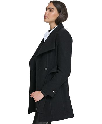 Calvin Klein Women's Petite Asymmetrical Belted Wrap Coat, Created for ...