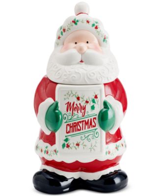 Winterberry - 10" Santa Merry Christmas Cookie Jar