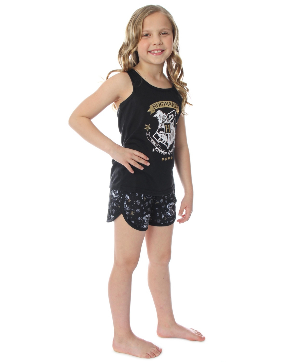 Harry Potter Girls Hogwarts House Crest Racerback Tank and Shorts Pajama Set