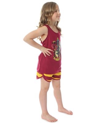 Big Girls Hogwarts House Crest Racerback Tank Shorts 2PC Pajama Set
