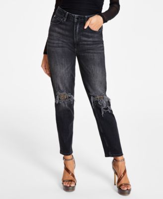 Women's Mom Ripped High-Rise Faded Jeans